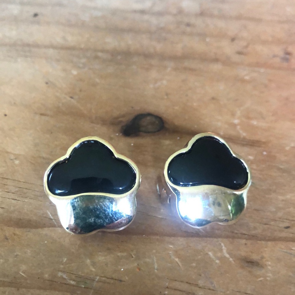 Black and Gold Clover Earrings